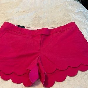 Ladies J Crew scallop hem shorts.  New with tags. Fuchsia color. Size 14